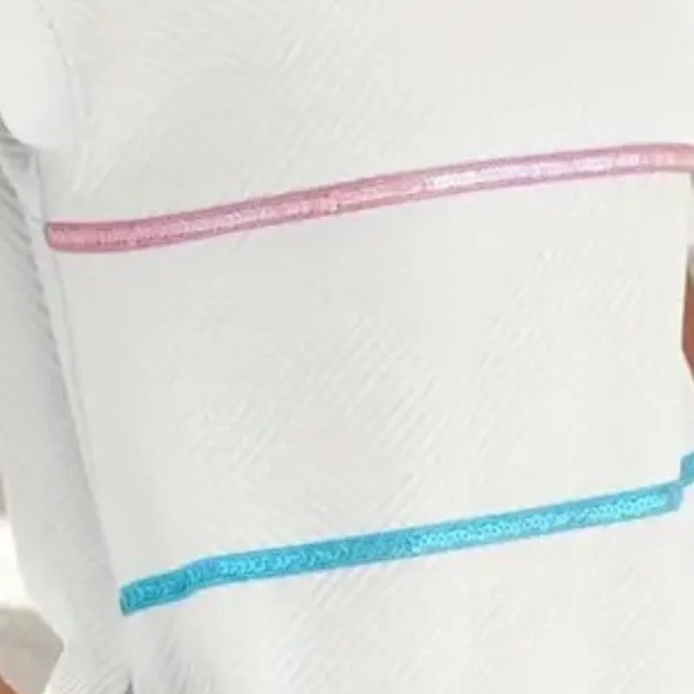 Elegant White Dress with Colorful Stripes - Picture 4 of 4
